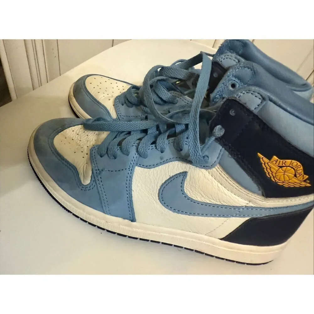 Jordan Men's Air Jordan 1 Retro High OG First In Flight Sneakers Blue White Sz 8